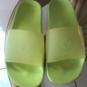 Zoe slide on Vans sandals neon green